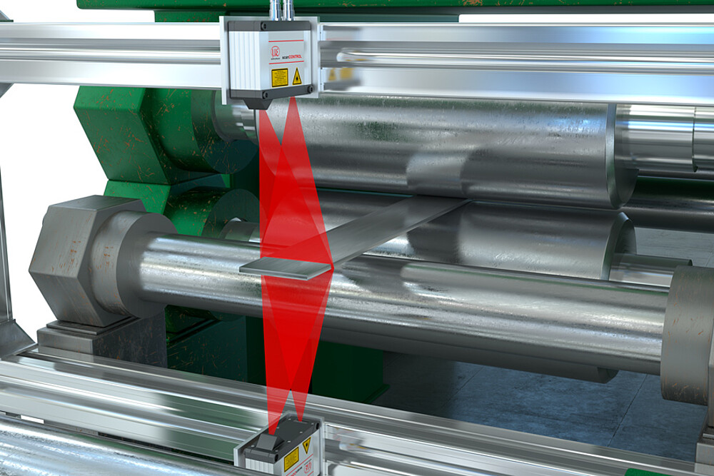 Thickness measurement of rolled steel strips