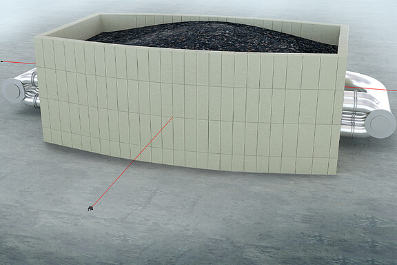 Expansion measurement on the concrete wall of an energy storage tank