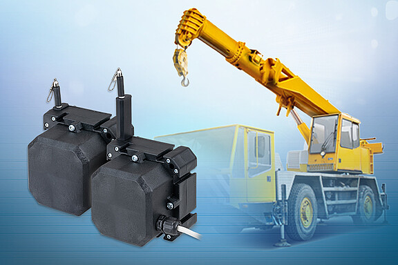 Position monitoring of a crane boom with wireSENSOR