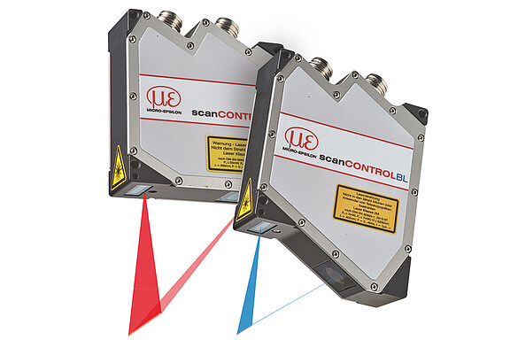 Laserscanner met rode en blauwe laser